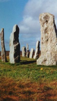 Nahaufnahme von Calanais (Callanish)-Steinen